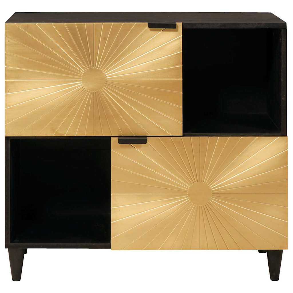 Mobile laterale con lo scaffale Nero e Oro 80 x 33,5 x 75 cm