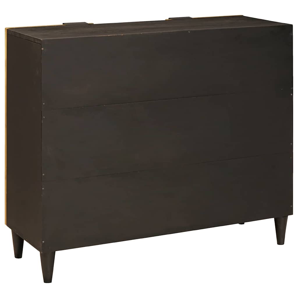 Mobile laterale con lo scaffale Nero e Oro 90 x 33,5 x 75 cm