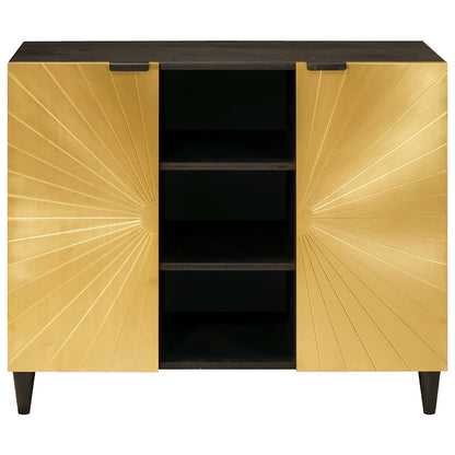 Mobile laterale con lo scaffale Nero e Oro 90 x 33,5 x 75 cm