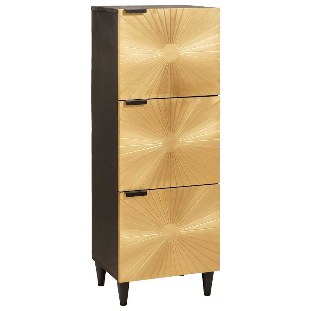 Mobile laterale con cassetto Nero e Oro 40 x 33,5 x 110 cm