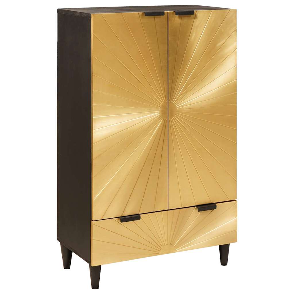 Mobile laterale con cassetto Nero e Oro 60 x 33,5 x 100 cm