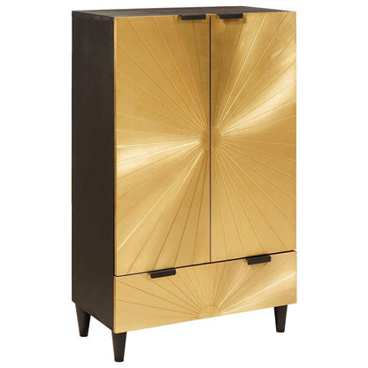 Mobile laterale con cassetto Nero e Oro 60 x 33,5 x 100 cm