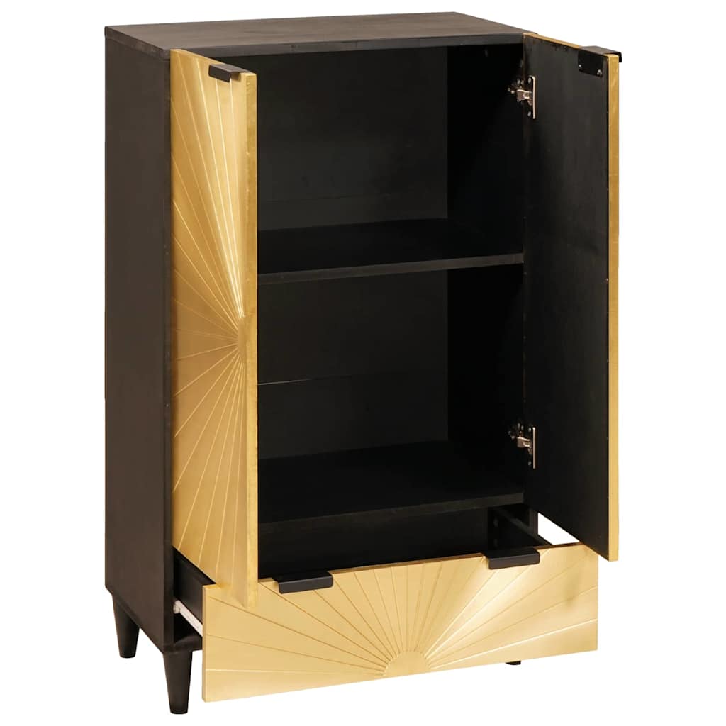 Mobile laterale con cassetto Nero e Oro 60 x 33,5 x 100 cm