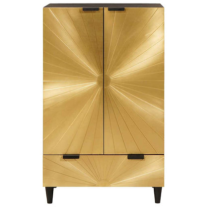 Mobile laterale con cassetto Nero e Oro 60 x 33,5 x 100 cm