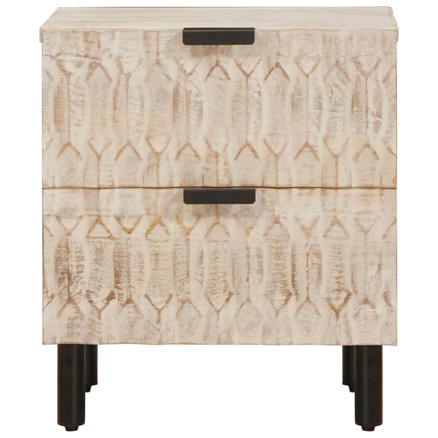 Armadio da Notte Bianco 40 x 33 x 46 cm Legno di mango massello