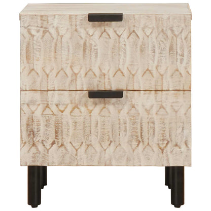 Armadio da Notte Bianco 40 x 33 x 46 cm Legno di mango massello