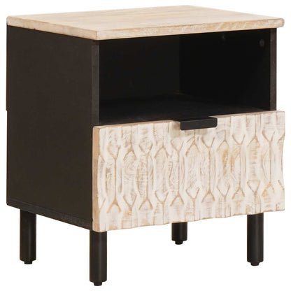 Armadio da Notte Bianco 40 x 33 x 46 cm Legno di mango massello