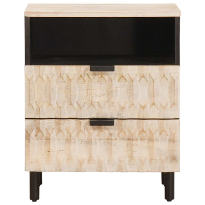 Armadio da Notte Bianco 50 x 33 x 60 cm Legno di mango massello