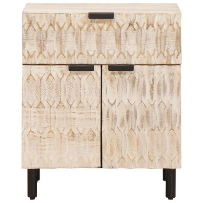 Armadio da Notte Bianco 50 x 33 x 60 cm Legno di mango massello