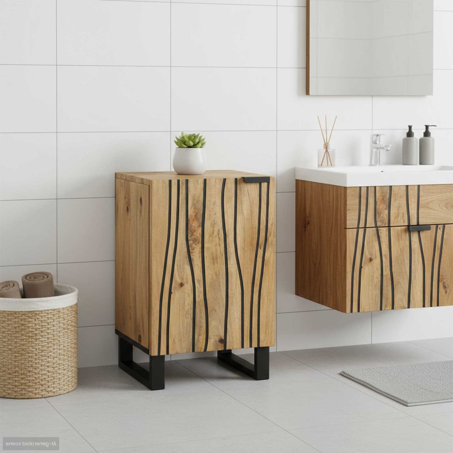 Armadio per Lavabo da Bagno con porta Marrone 38 x 33,5 x 58 cm
