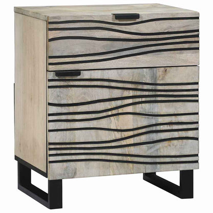 Armadio da Notte con cassetto Bianco e Nero 50 x 33 x 60 cm