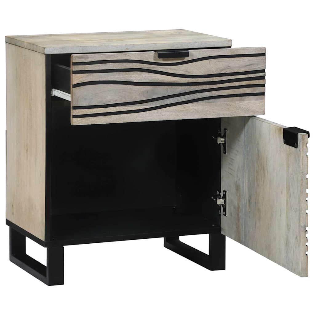 Armadio da Notte con cassetto Bianco e Nero 50 x 33 x 60 cm