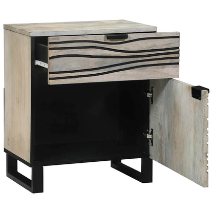 Armadio da Notte con cassetto Bianco e Nero 50 x 33 x 60 cm