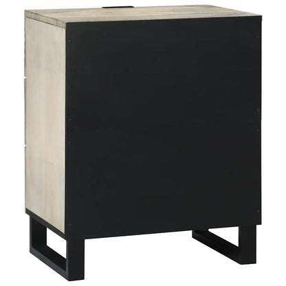 Armadio da Notte con cassetto Bianco e Nero 50 x 33 x 62 cm