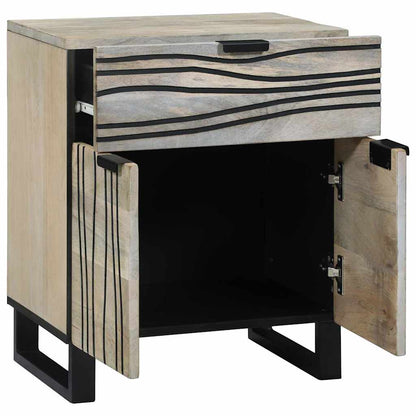 Armadio da Notte con cassetto Bianco e Nero 50 x 33 x 60 cm