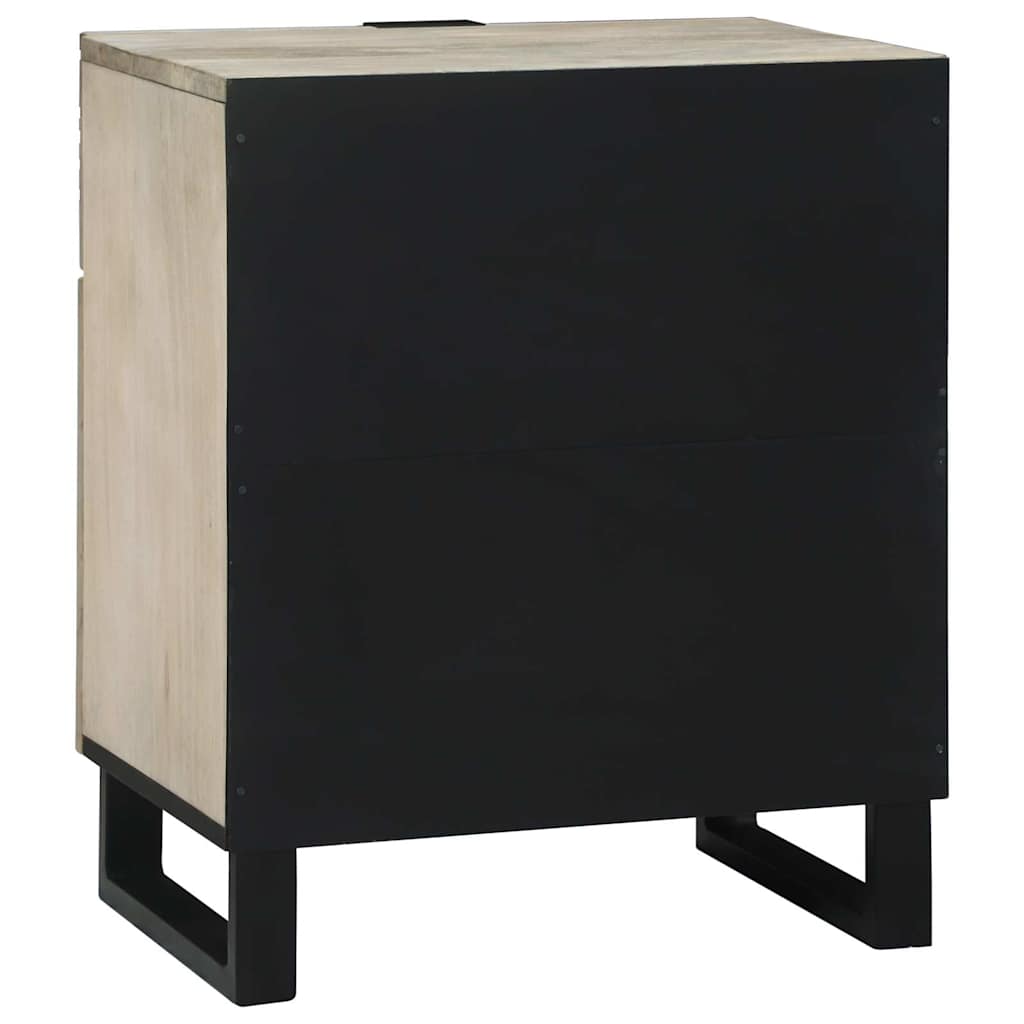 Armadio da Notte con cassetto Bianco e Nero 50 x 33 x 60 cm