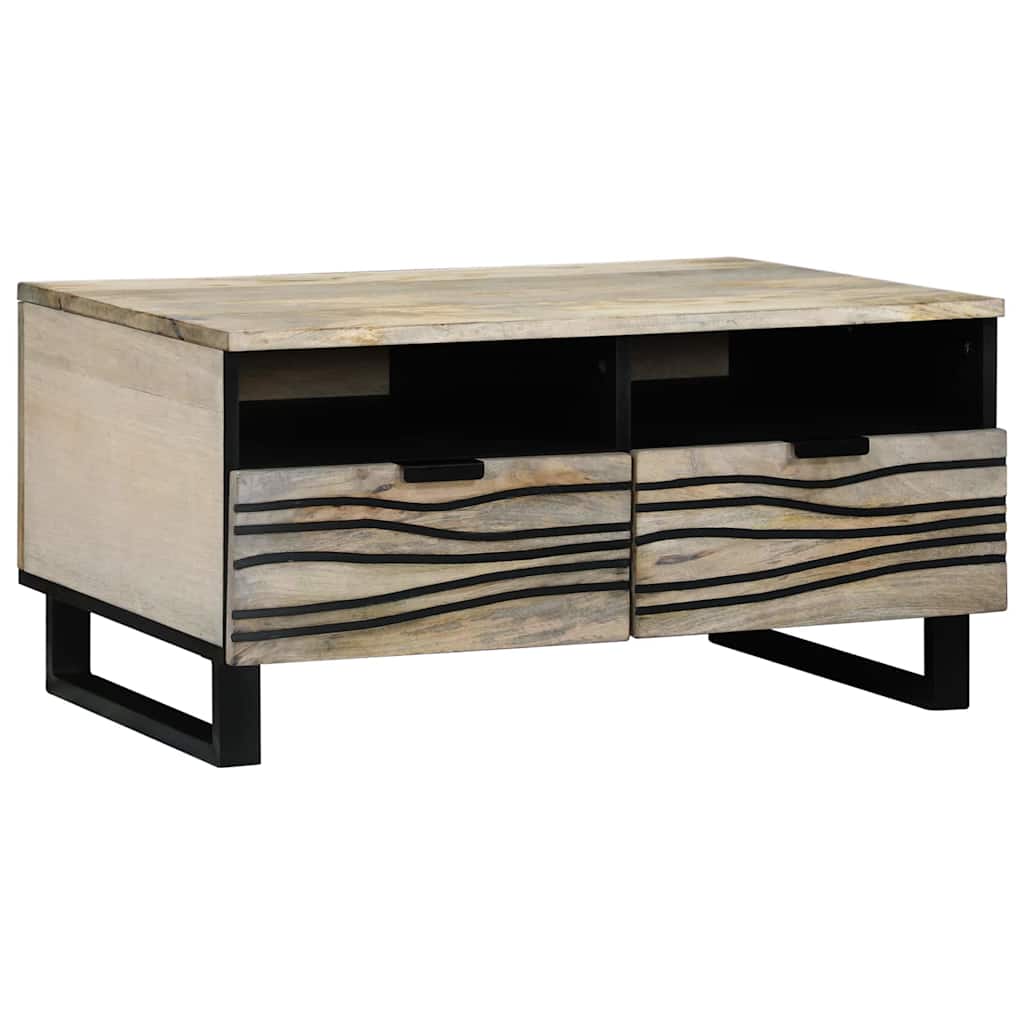Tavolino da salotto con cassetto Beige e Nero 80 x 54 x 40 cm