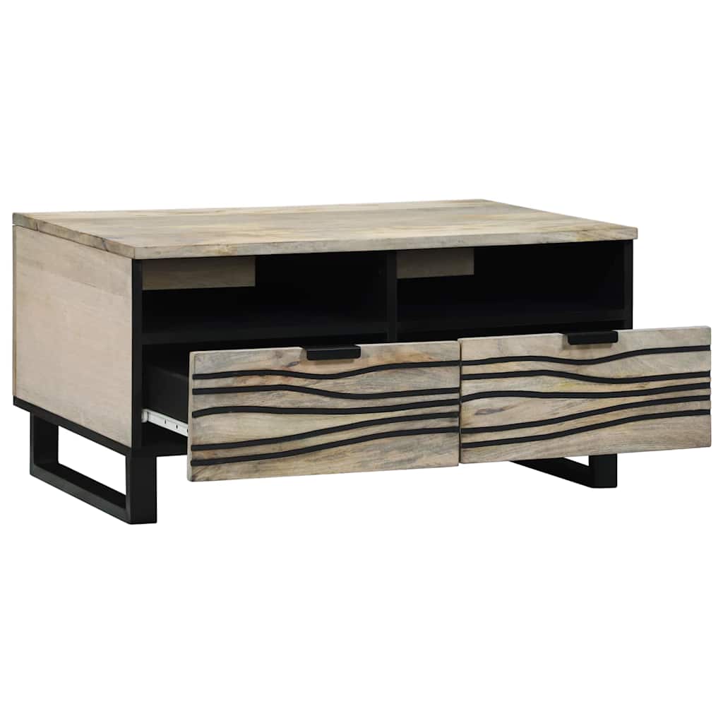 Tavolino da salotto con cassetto Beige e Nero 80 x 54 x 40 cm