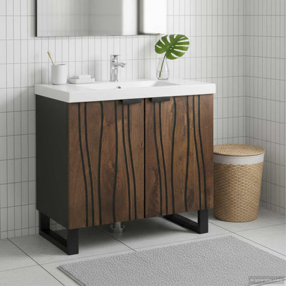 Armadio per Lavabo da Bagno con porta Noce 62 x 33 x 58 cm