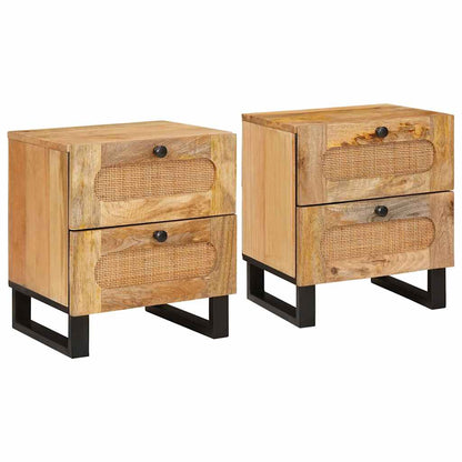 Armadio da Notte con cassetto 2 pcs Naturale 40 x 33 x 46 cm