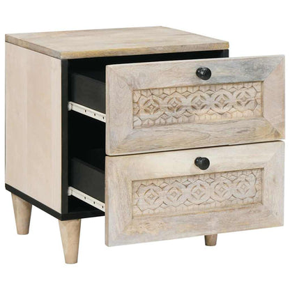Armadio da Notte Beige 40 x 33 x 46 cm Legno massello di acacia