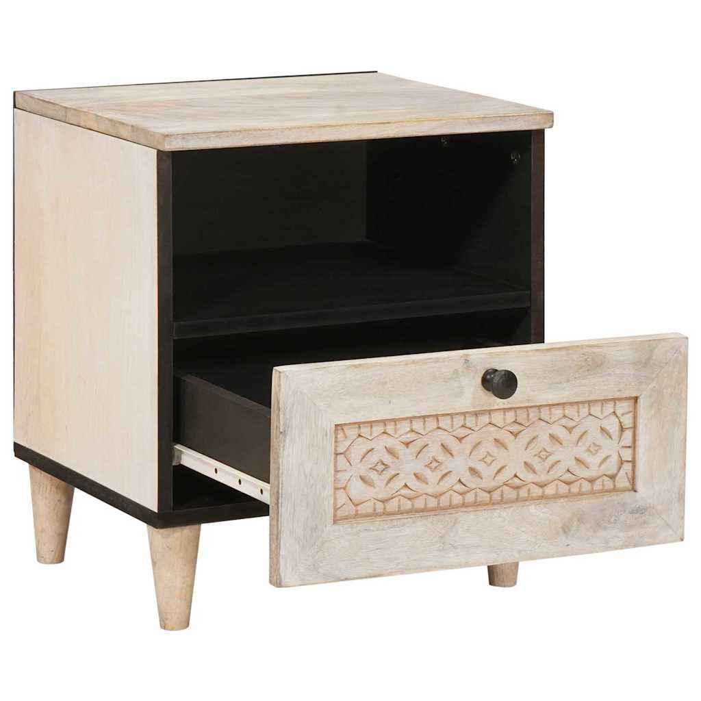 Armadio da Notte Beige 40 x 33 x 46 cm Legno massello di acacia