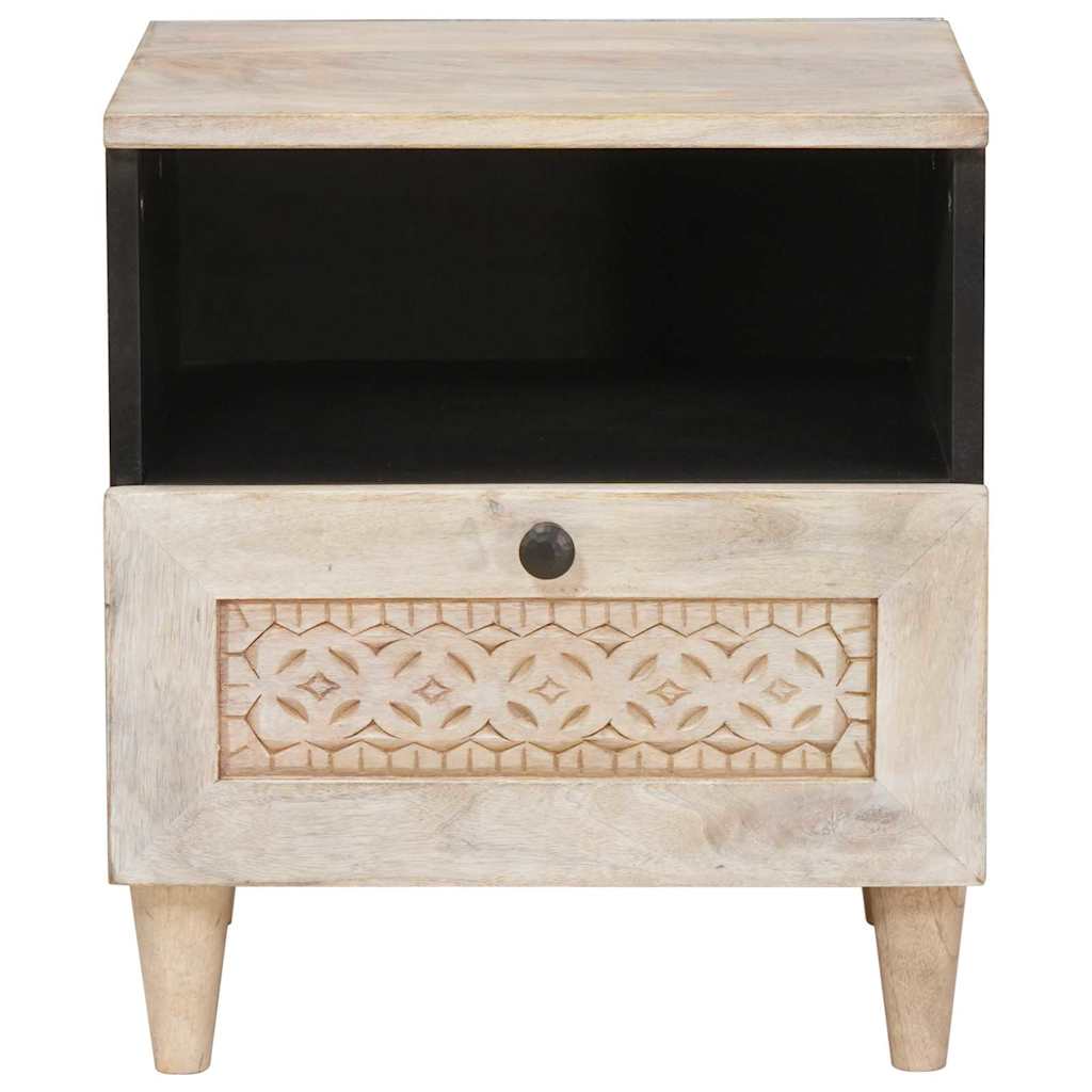 Armadio da Notte Beige 40 x 33 x 46 cm Legno massello di acacia
