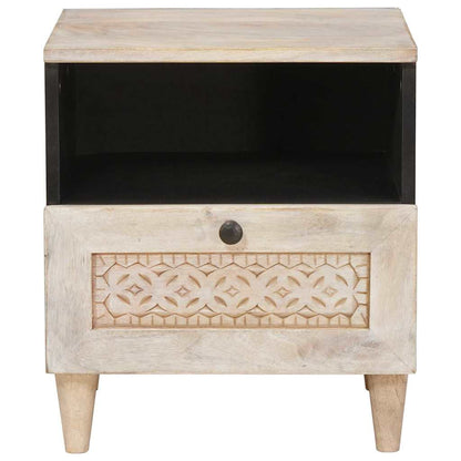Armadio da Notte Beige 40 x 33 x 46 cm Legno massello di acacia