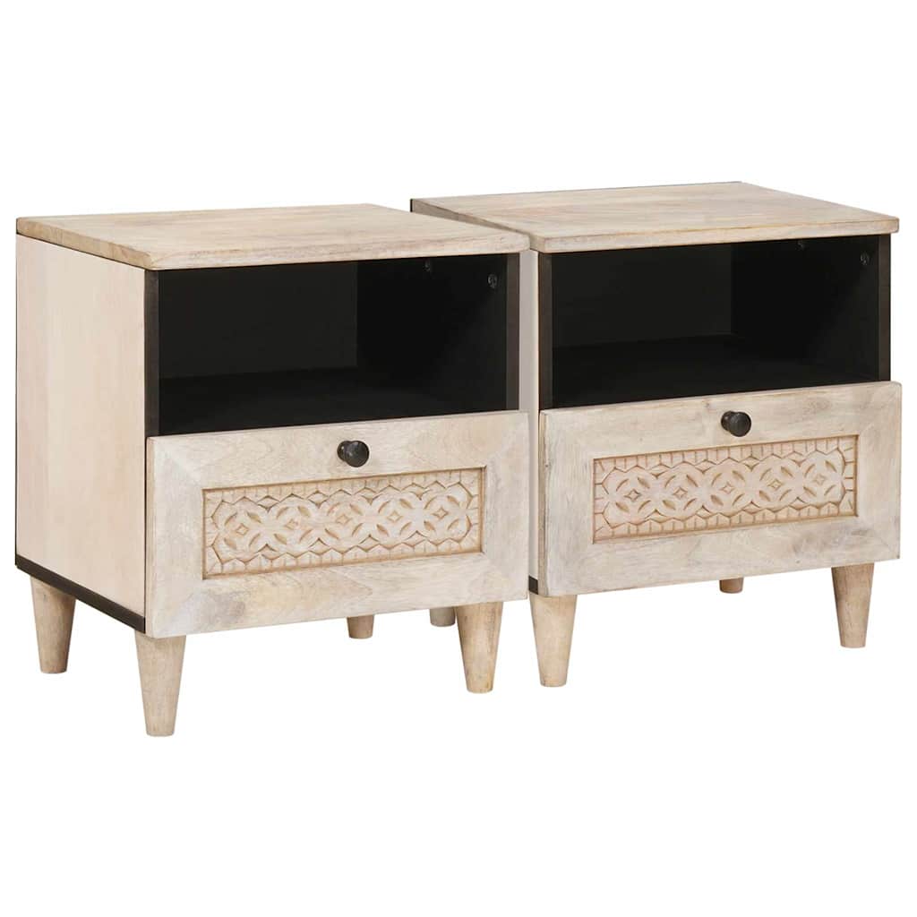 Armadio da Notte con cassetto 2 pcs Beige 40 x 33 x 46 cm