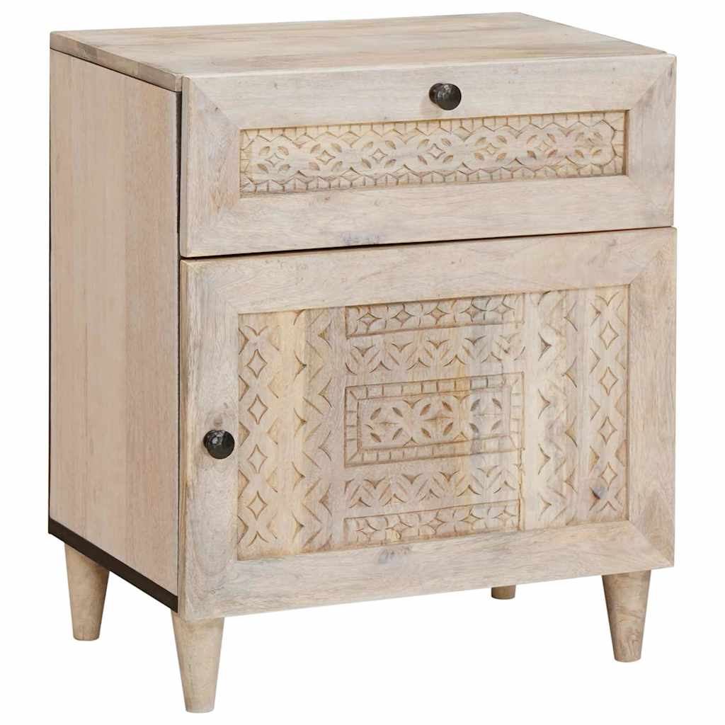 Armadio da Notte Beige 50 x 33 x 60 cm Legno massello di acacia