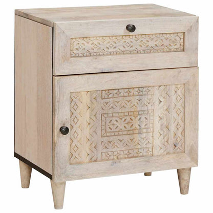 Armadio da Notte Beige 50 x 33 x 60 cm Legno massello di acacia