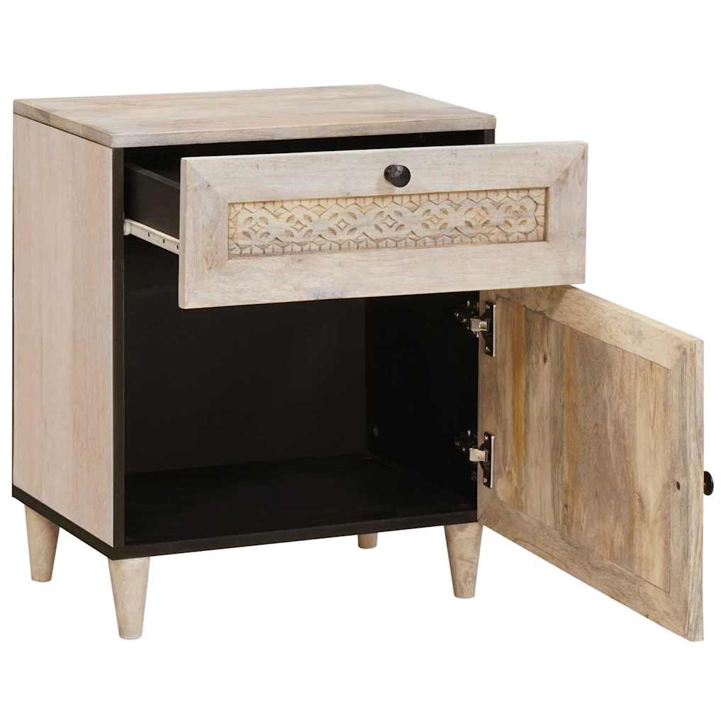 Armadio da Notte Beige 50 x 33 x 60 cm Legno massello di acacia