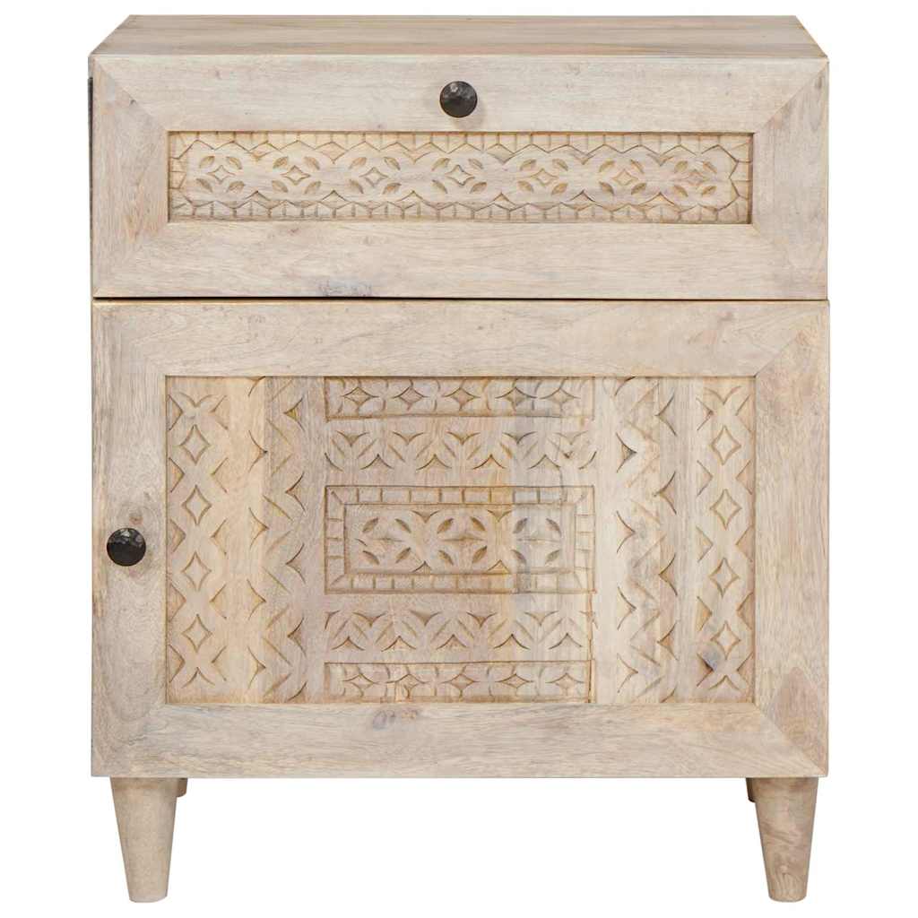 Armadio da Notte Beige 50 x 33 x 60 cm Legno massello di acacia