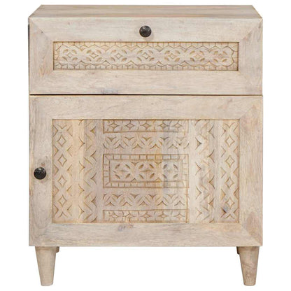 Armadio da Notte Beige 50 x 33 x 60 cm Legno massello di acacia