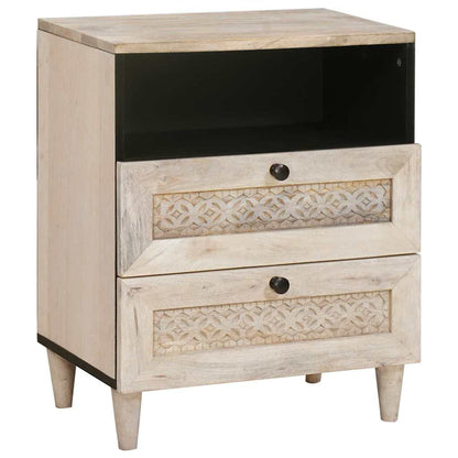 Armadio da Notte Beige 50 x 33 x 62 cm Legno massello di acacia