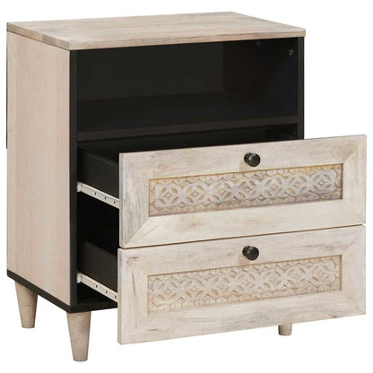 Armadio da Notte Beige 50 x 33 x 62 cm Legno massello di acacia