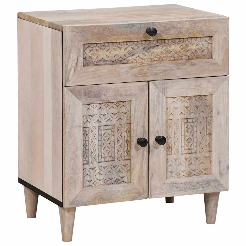 Armadio da Notte Beige 50 x 33 x 60 cm Legno massello di acacia