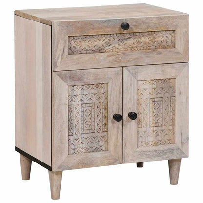 Armadio da Notte Beige 50 x 33 x 60 cm Legno massello di acacia