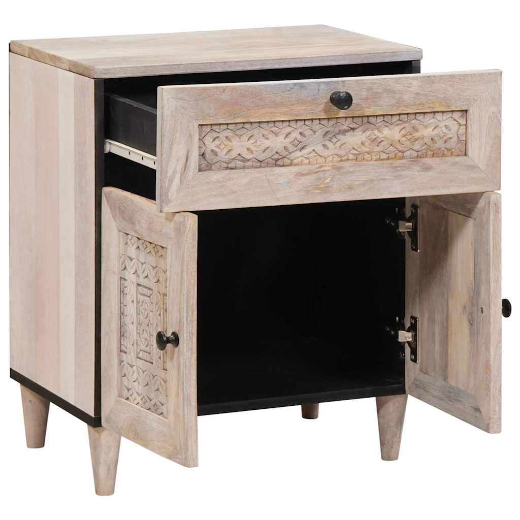 Armadio da Notte Beige 50 x 33 x 60 cm Legno massello di acacia