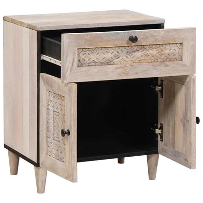 Armadio da Notte Beige 50 x 33 x 60 cm Legno massello di acacia