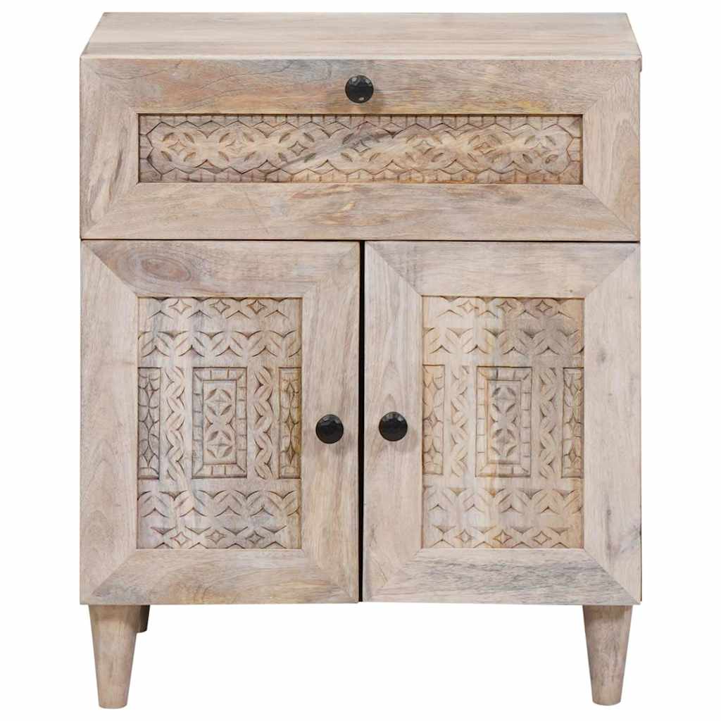 Armadio da Notte Beige 50 x 33 x 60 cm Legno massello di acacia