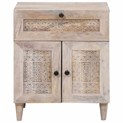 Armadio da Notte Beige 50 x 33 x 60 cm Legno massello di acacia