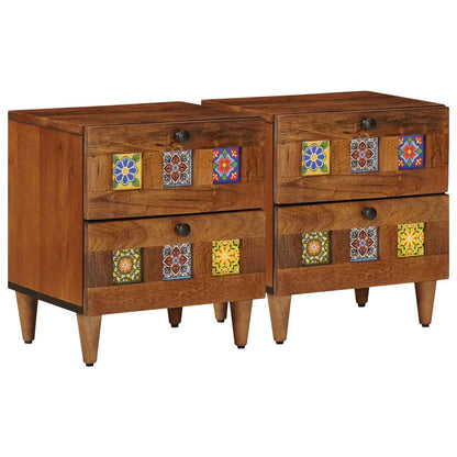 Armadio da Notte con cassetto 2 pcs Marrone 40 x 33 x 46 cm
