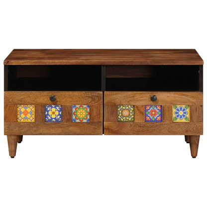Mobile TV Noce 70 x 33 x 46 cm Legno di mango massello