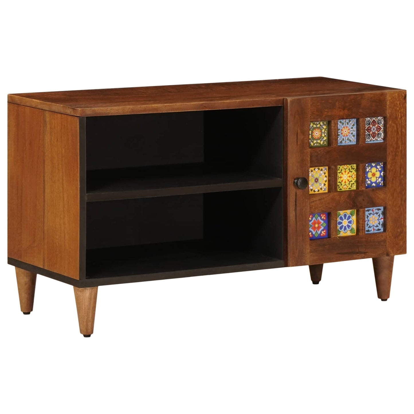Mobile TV Noce 80 x 33 x 46 cm Legno di mango massello