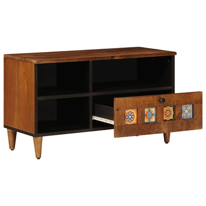 Mobile TV Noce 80 x 33 x 46 cm Legno di mango massello