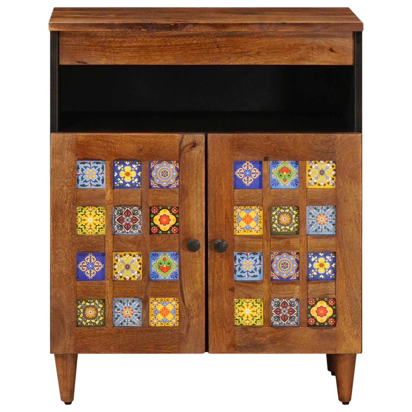 Credenza con porta Noce 60 x 33 x 75 cm Legno di mango massello