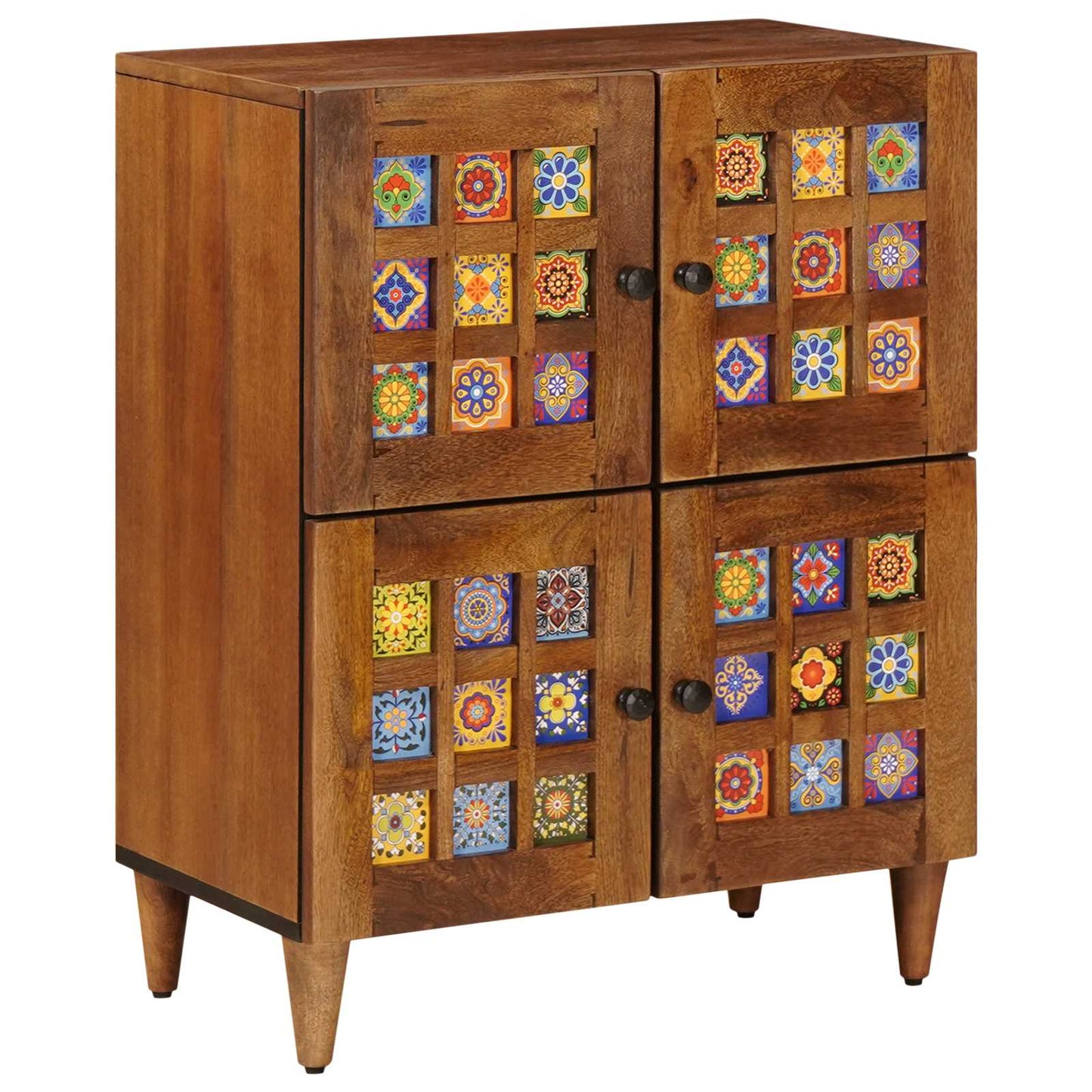 Credenza con porta Noce 60 x 33 x 75 cm Legno di mango massello