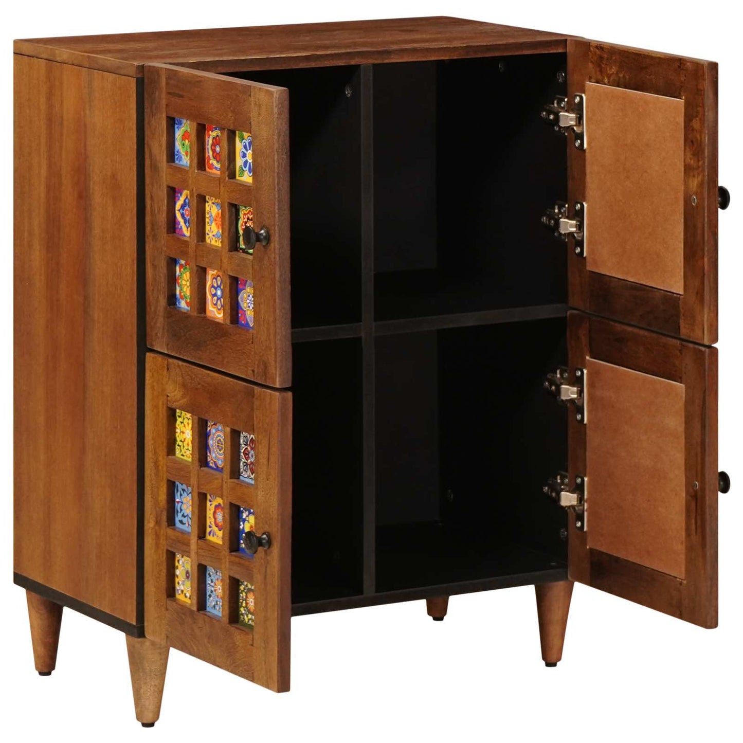 Credenza con porta Noce 60 x 33 x 75 cm Legno di mango massello