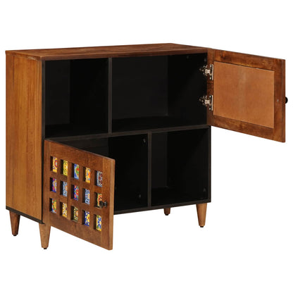Credenza con porta Noce 80 x 33 x 75 cm Legno di mango massello